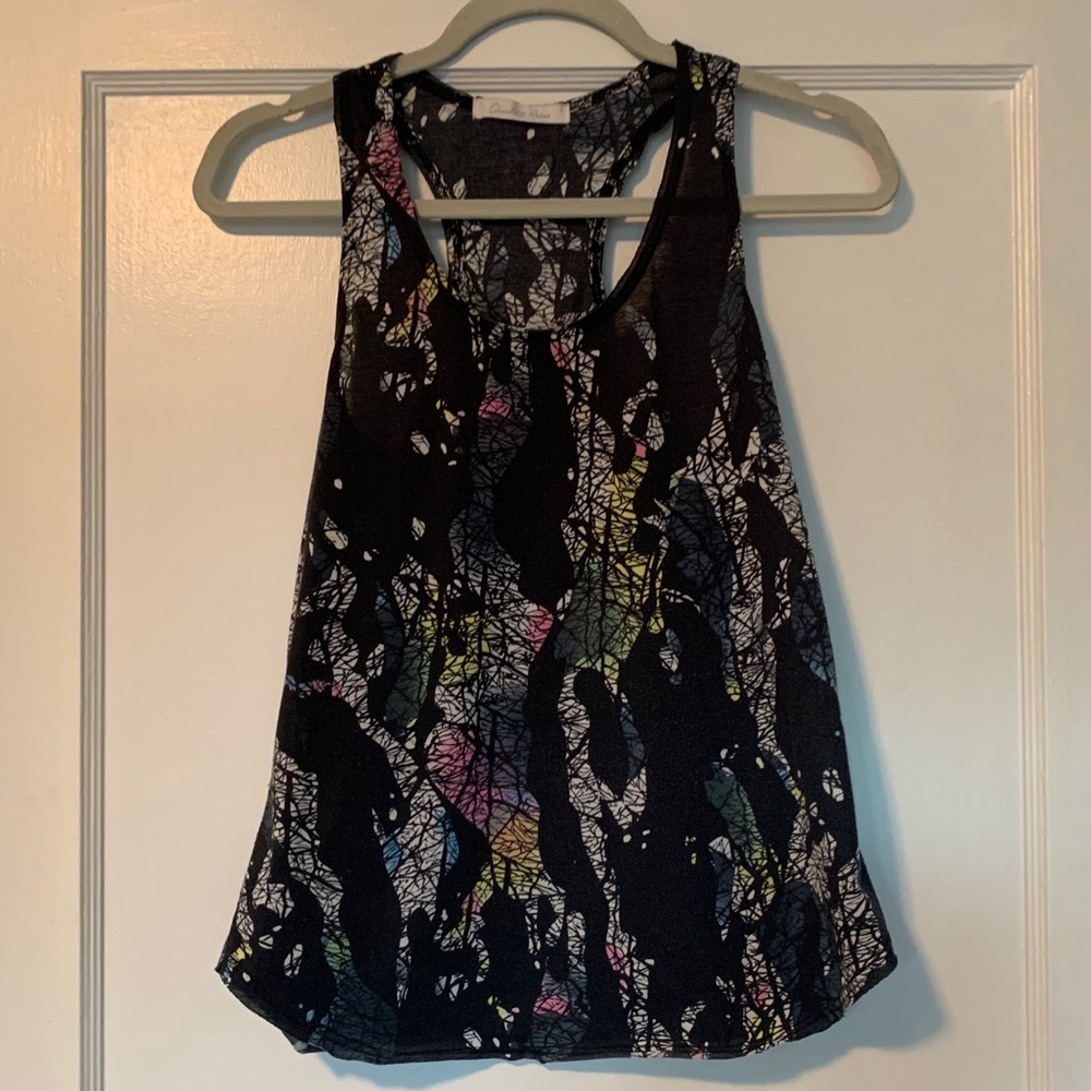 Charlotte Russe Black & Multicolored Tank - size S